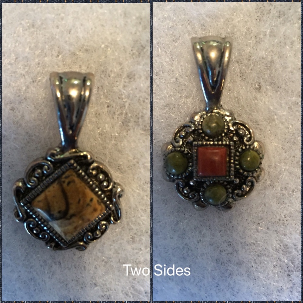 Lia Sophia Rare Rhodium 2 Sided Pendant